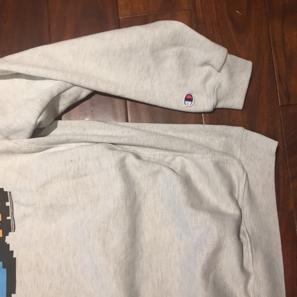 Champion PacMan Sweatshirt Men’s Size Large Gray Reverse Weave Vintage Y2K. - Picture 7 of 9